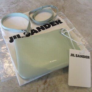 Jil Sander Medium "Link" Crossbody Bag in Aquamarine & Silver Hardware NWT